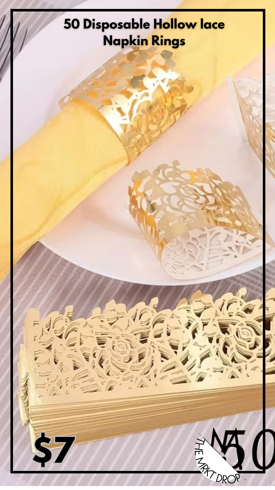 50 Disposable Hollow lace Napkin Rings