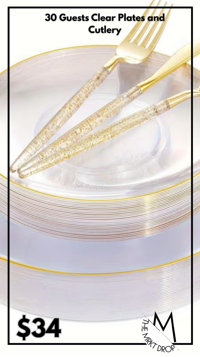 30 Guests Clear Plates and Cutlery