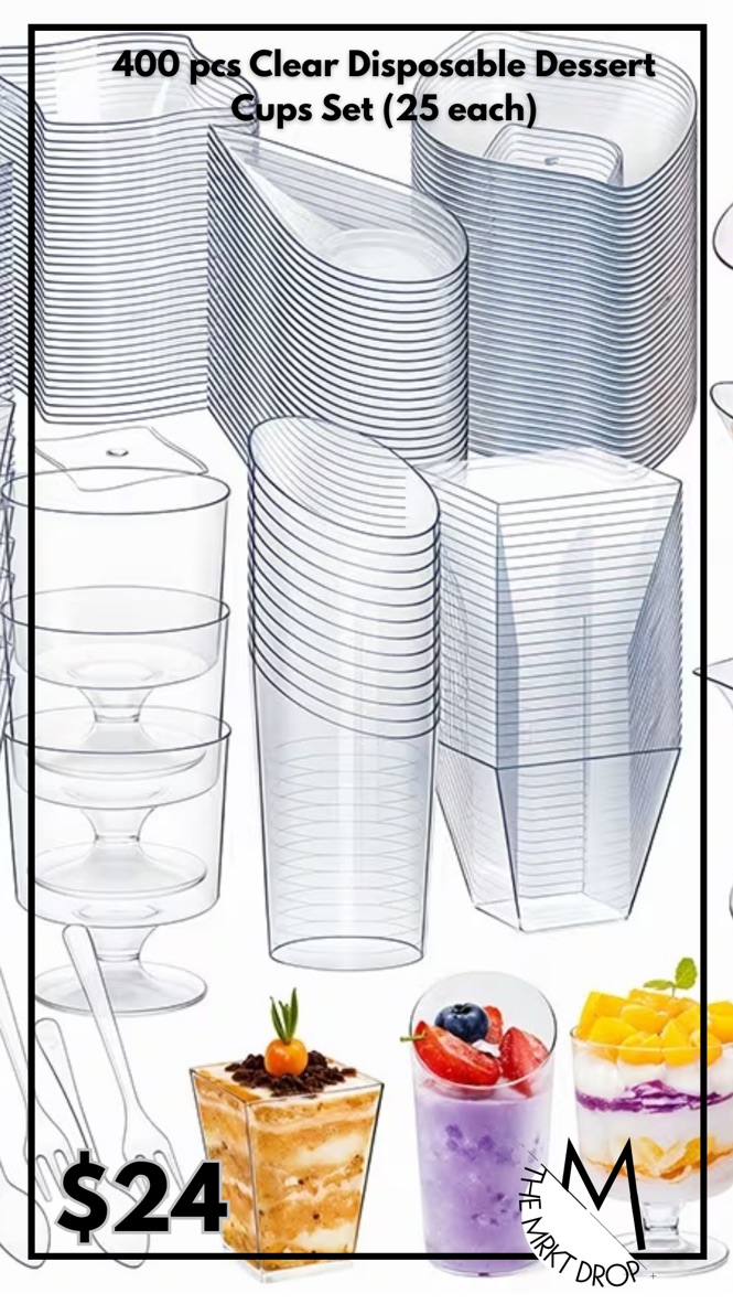 400 pcs Clear Disposable Dessert Cups Set (25 each)
