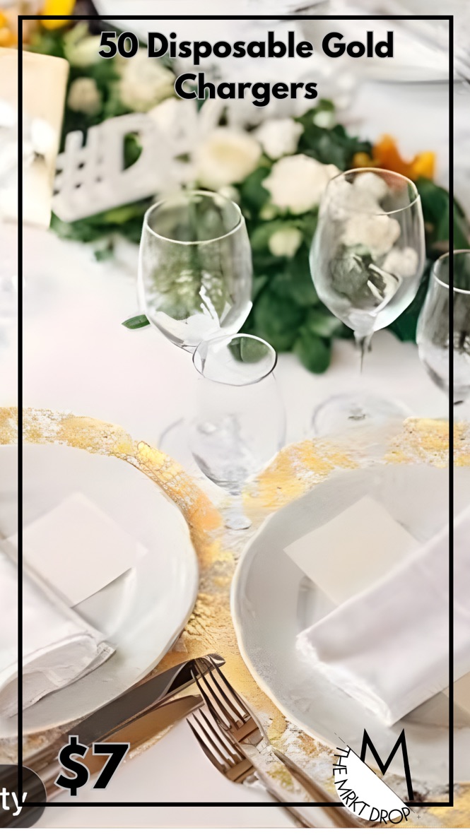 50 Disposable Gold Chargers