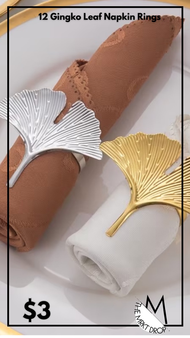 12 Gingko Leaf Napkin Rings