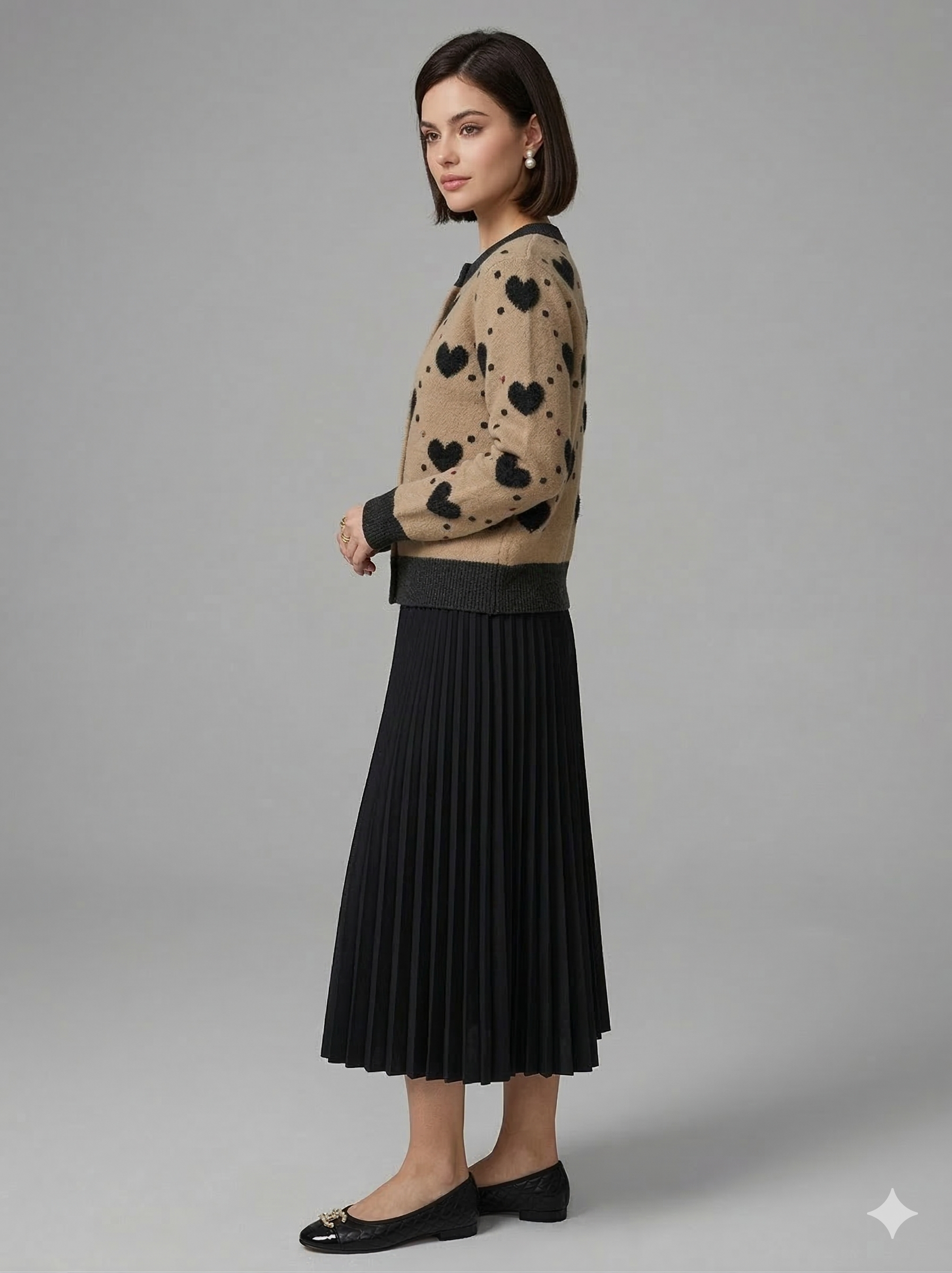 Intarsia Heart Knit Cardigan