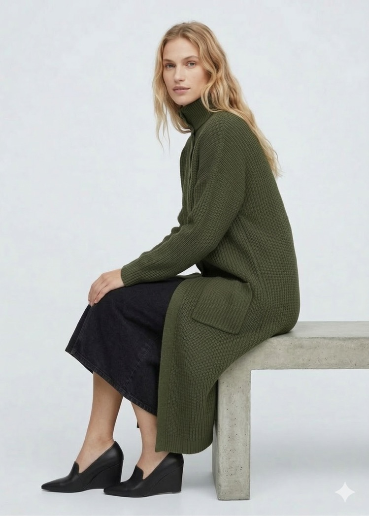 V Neck Pocket Accent Knit Cardigan