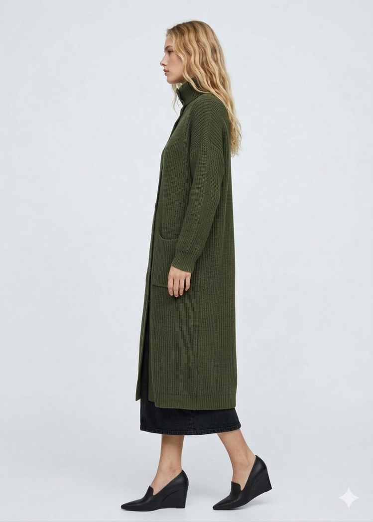 V Neck Pocket Accent Knit Cardigan