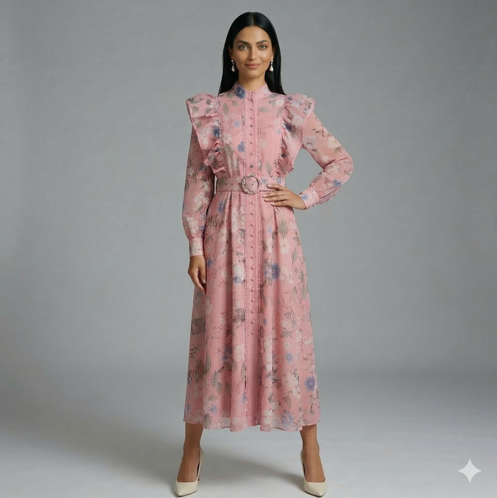 Floral Print Tie Waist Dress