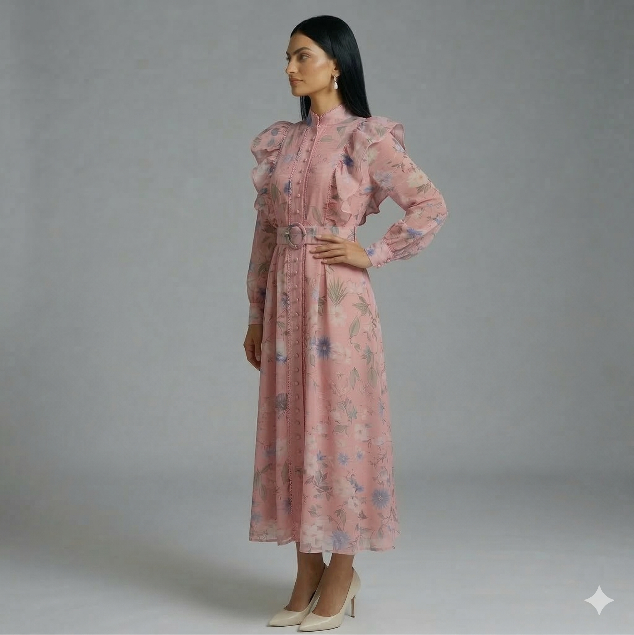 Floral Print Tie Waist Dress
