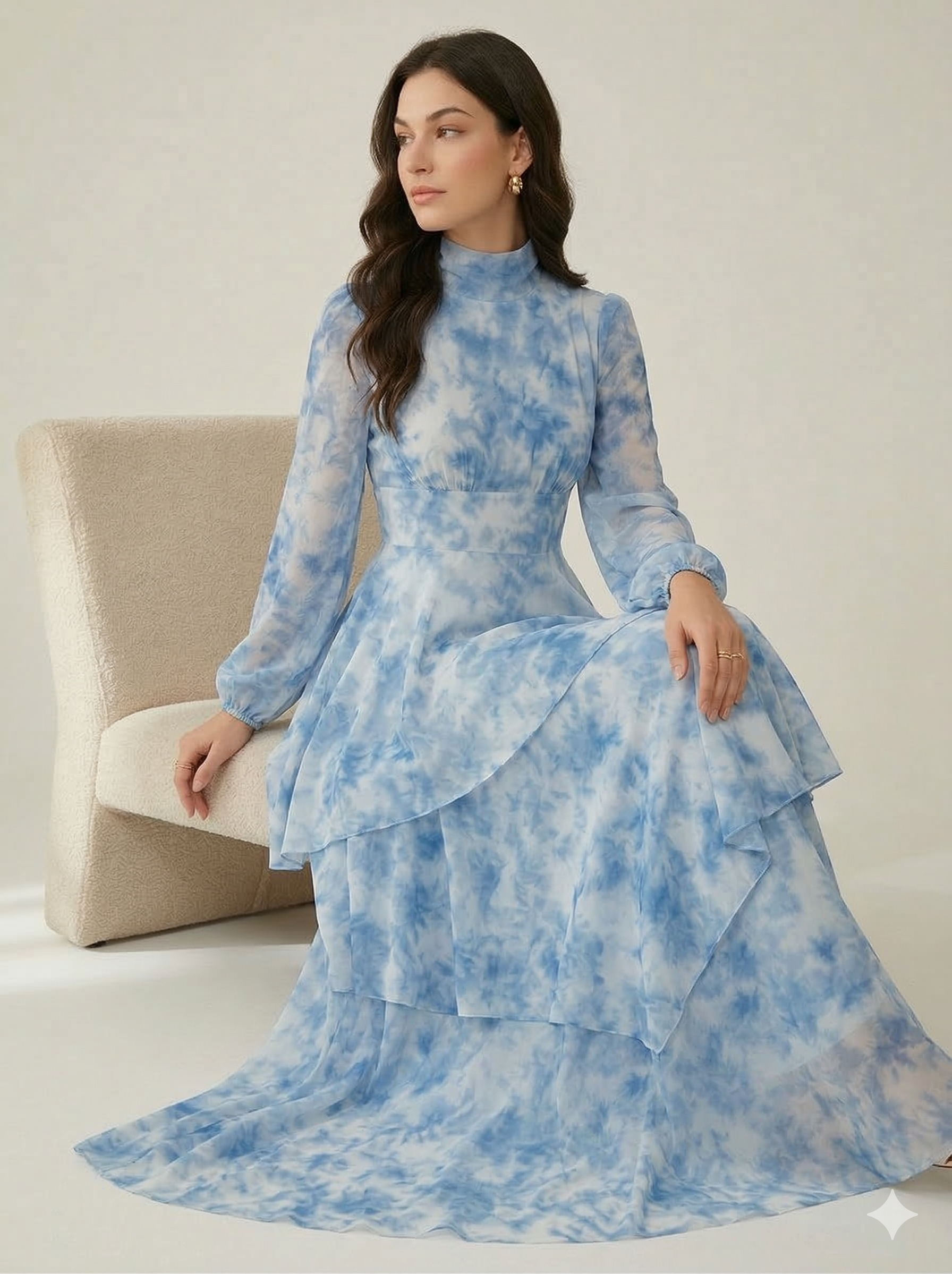 Elegant Lantern Sleeve Gown