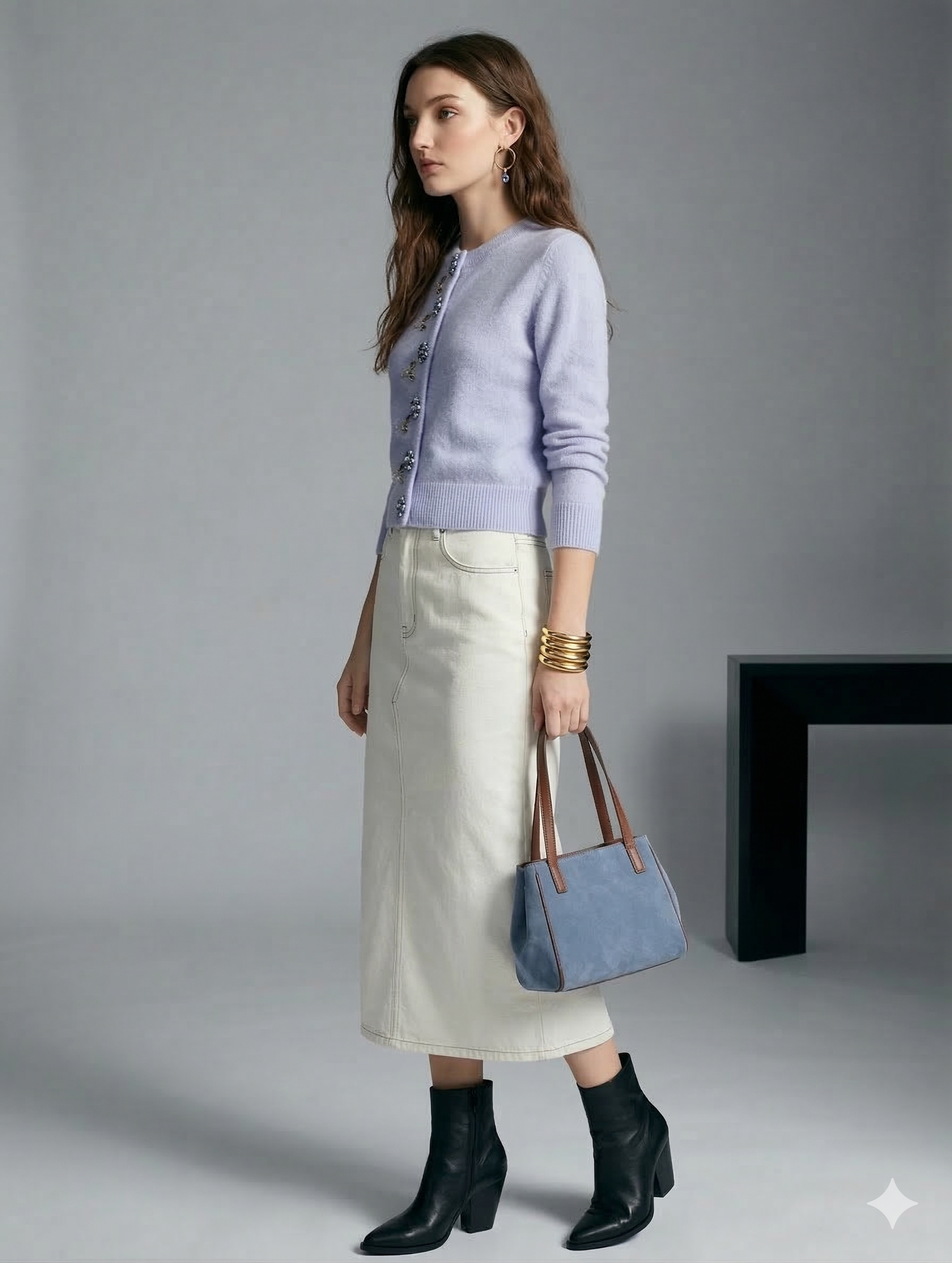 Rhinestone Flower Decor Sweater