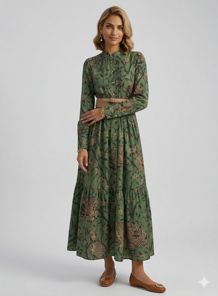 Leopard Print Inspired Belted Dress
