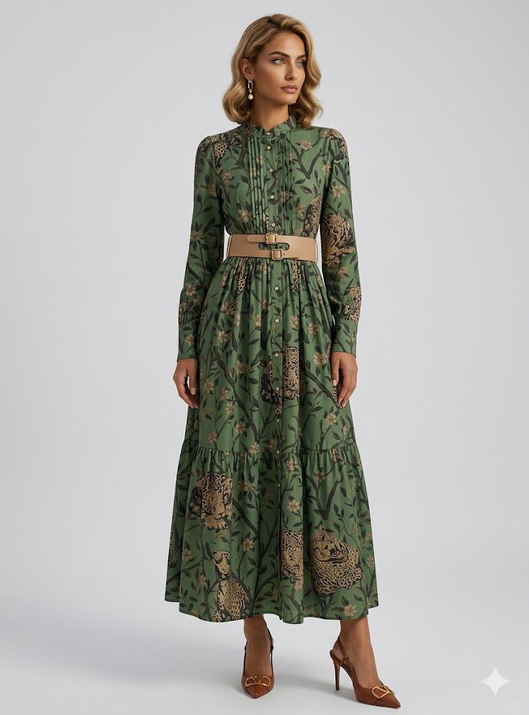 Leopard Print Inspired Belted Dress