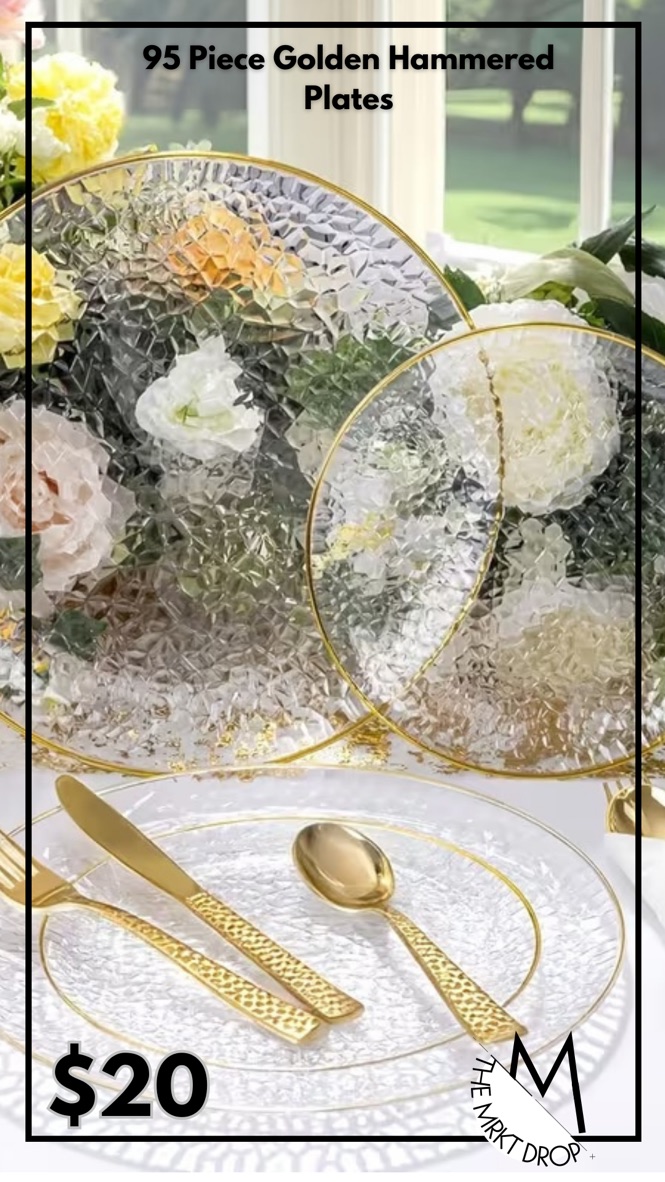 95 Piece Golden Hammered Plates
