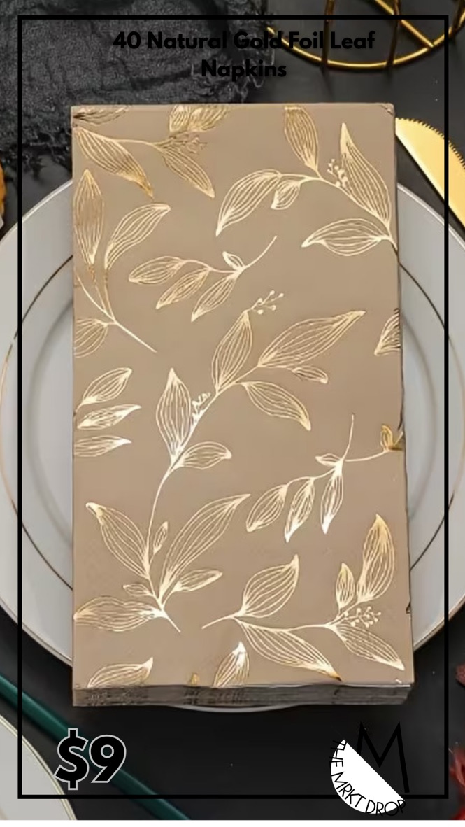 40 Natural Gold Foil Leaf Napkins