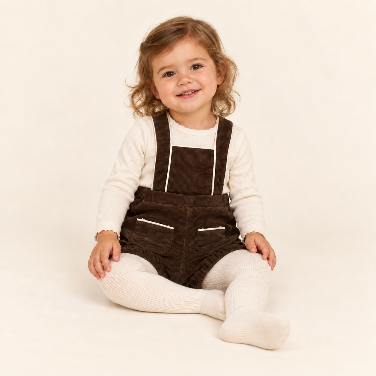 Corduroy Pinafore Bloomers — Brown