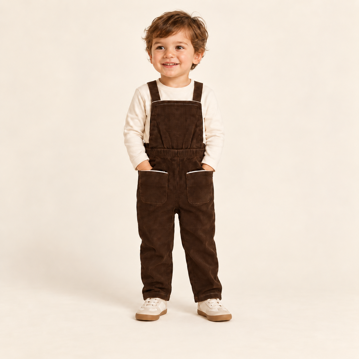 Corduroy Pinafore Overalls — Brown