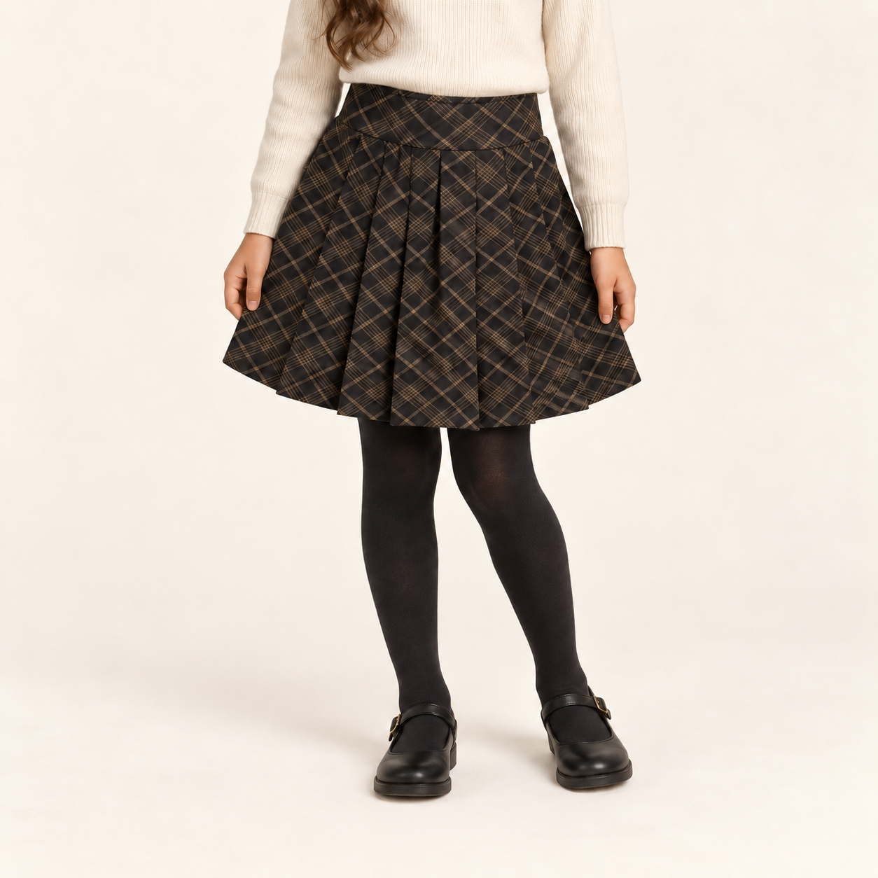 Plaid Panel Skirt — Black