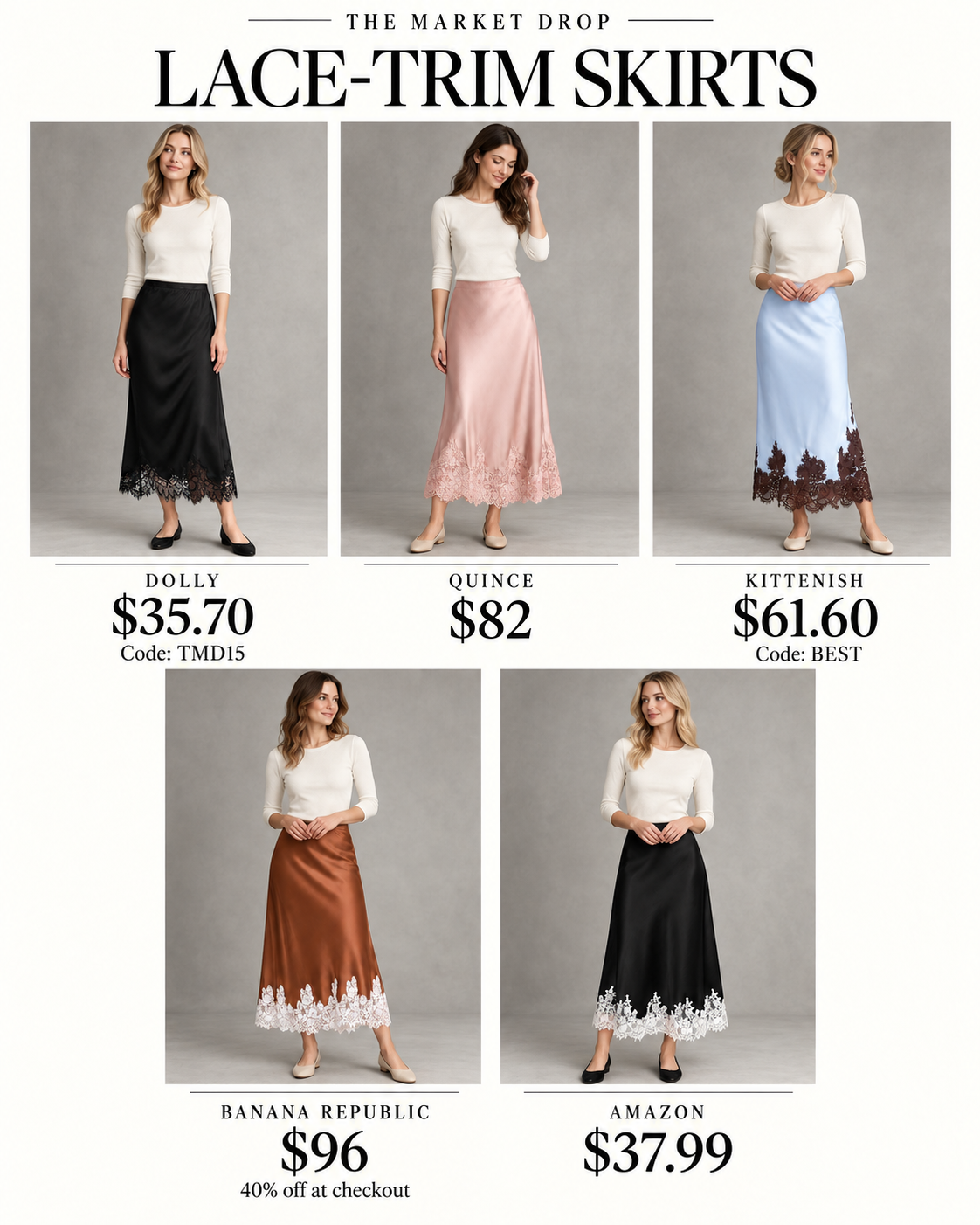 Lace-Trim Slip Skirts