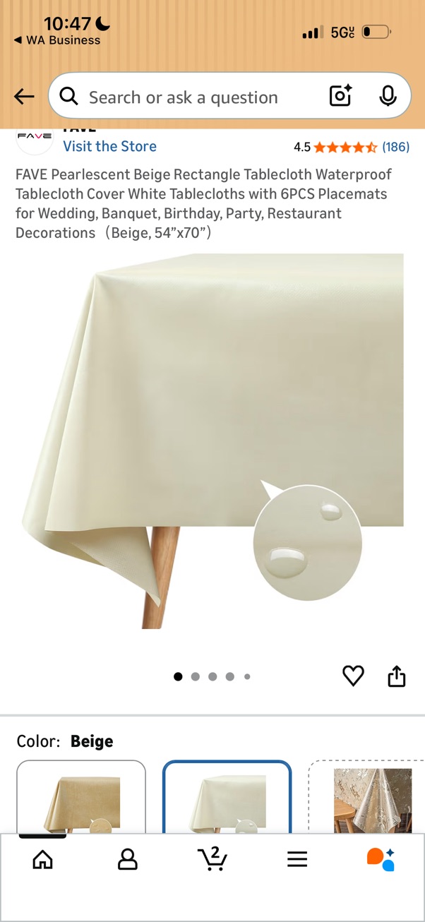Beige Rectangle Tablecloth