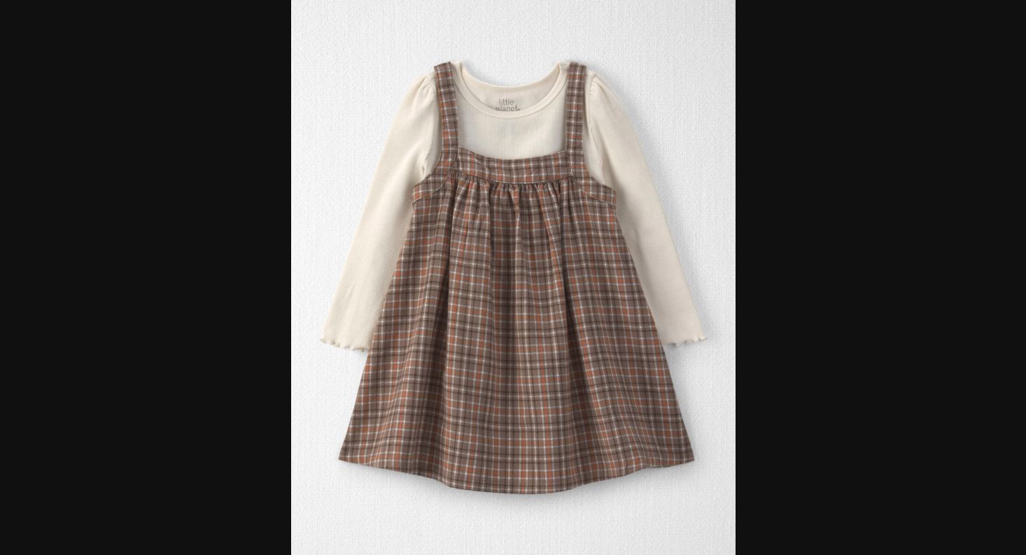Toddler Girl Organic Cotton Jumper Set — Brown Plaid