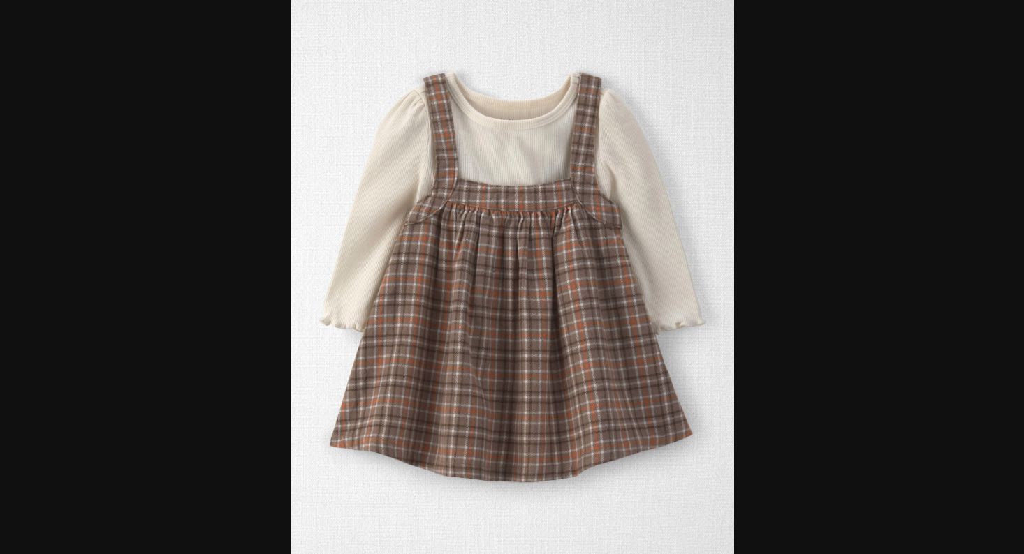 Baby Girl Organic Cotton Plaid Jumper Set — Brown Plaid