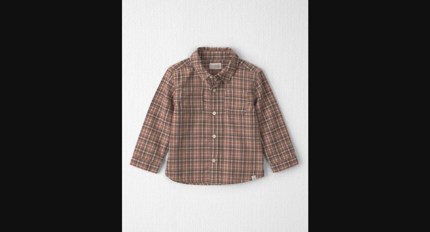 Toddler Boy Organic Cotton Flannel Shirt — Brown Plaid