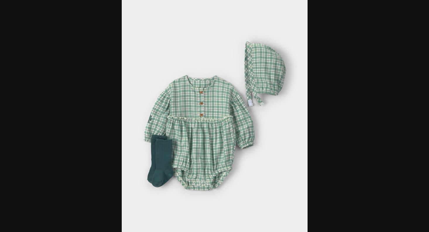 Baby Girl 3-Piece Plaid Bubble Set — Green