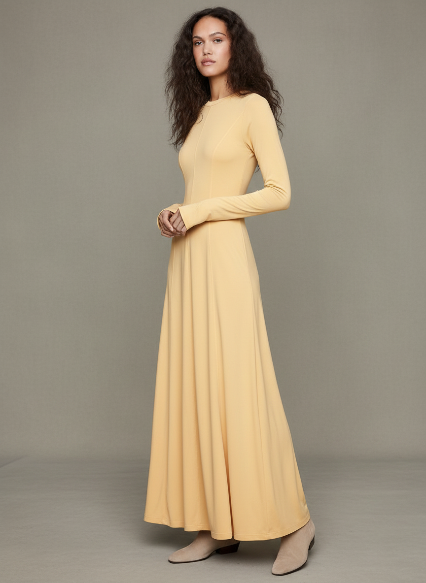 Paneled Knit Maxi Dress