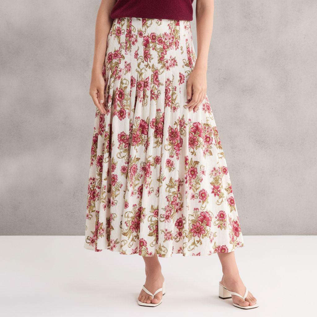 Gathered Midi Skirt