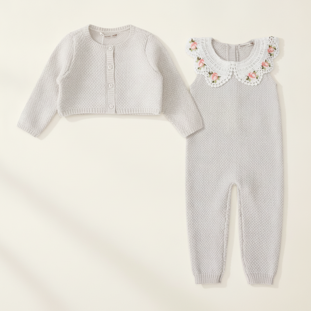 English Rose Collection Romper & Cardigan