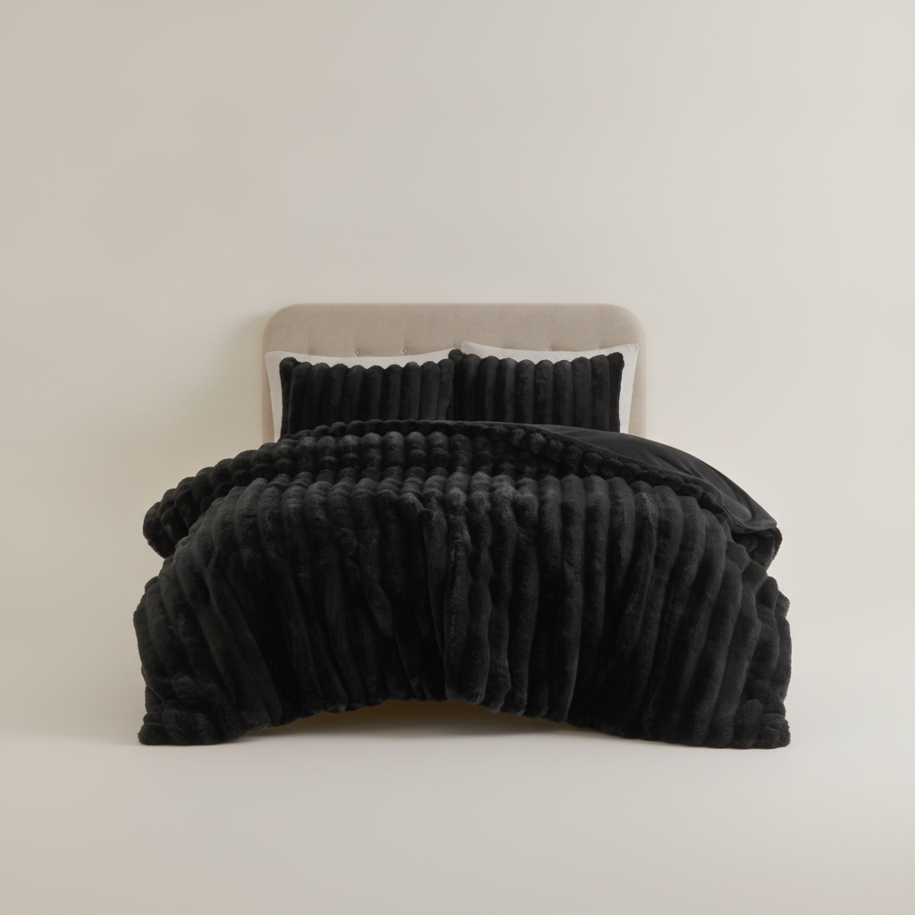 Jasmine Faux Fur Reverse to Velvet 3-Piece Comforter Set, Full/Queen