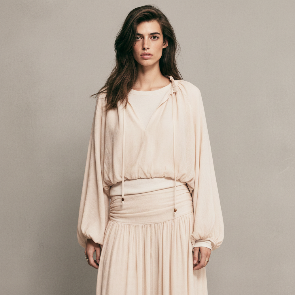 Women's Pale orange Oversized Crêpe Blouse