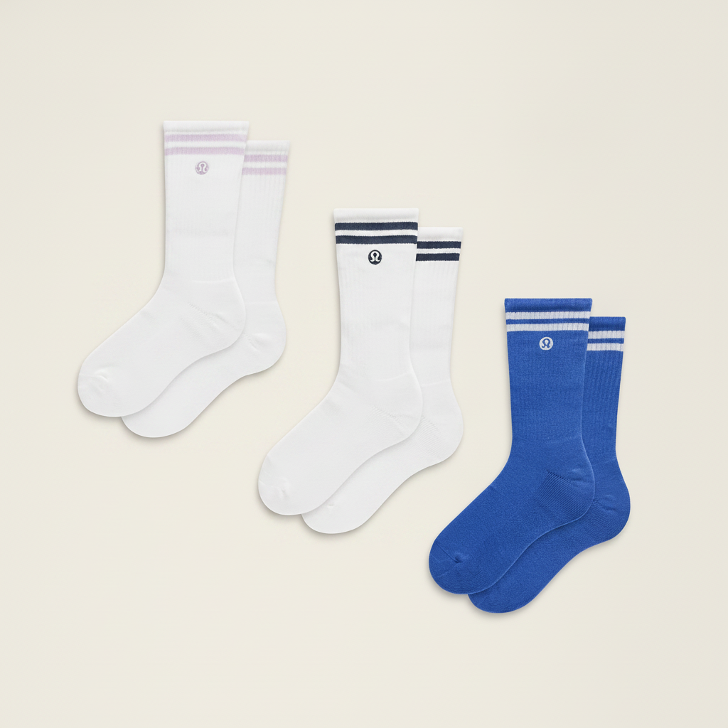 Unisex Daily Essential Crew Socks 3 Pack Stripe