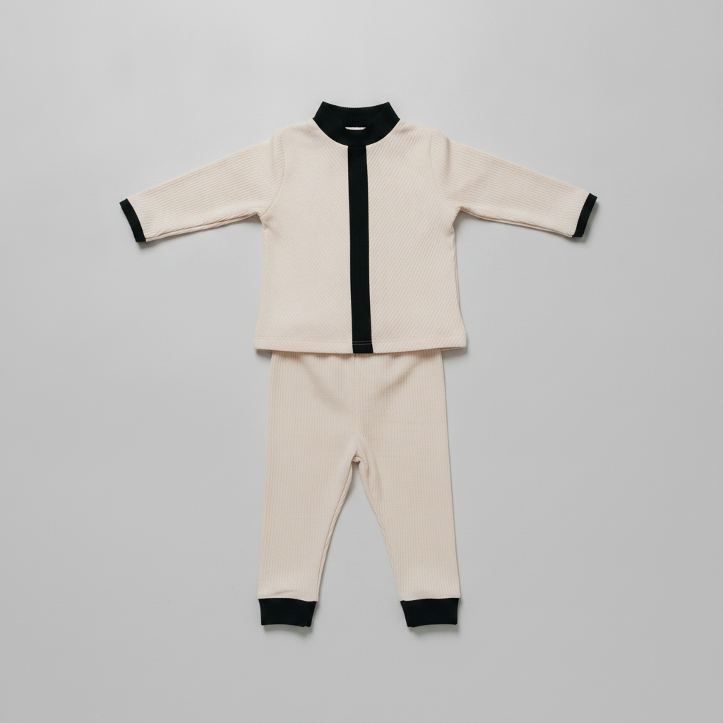 Ivory Herringbone Stripe Set