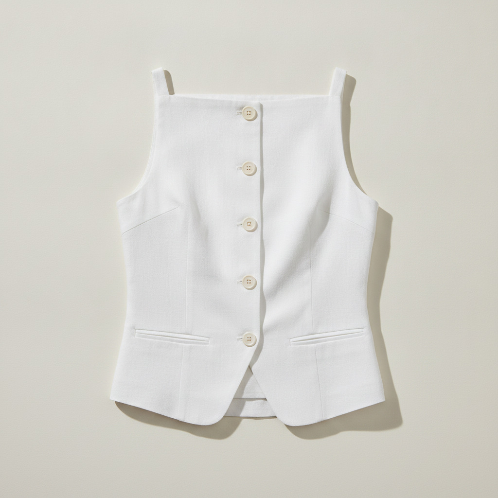 Button-up cutaway tank top in Gramercy linen blend