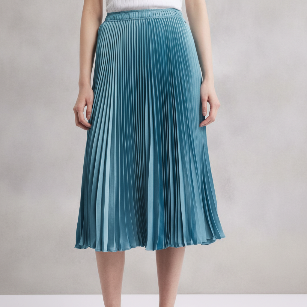 Blue pleated midi skirt from The Market Drop Shop by Figure edit