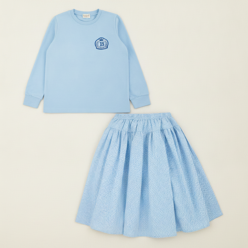 Blue Gingham Preteen Set