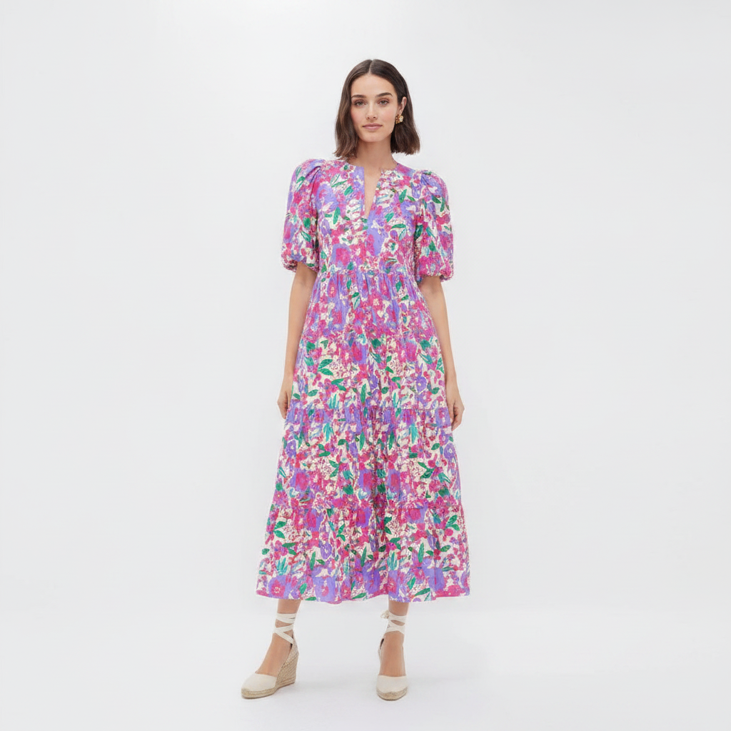 Magenta Multi Floral Cisco Maxi Dress