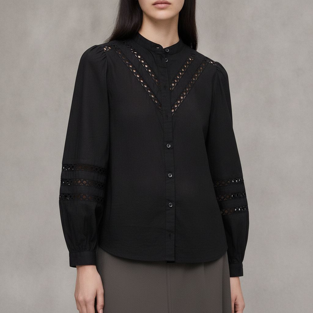 Cotton Inset-Lace Blouse