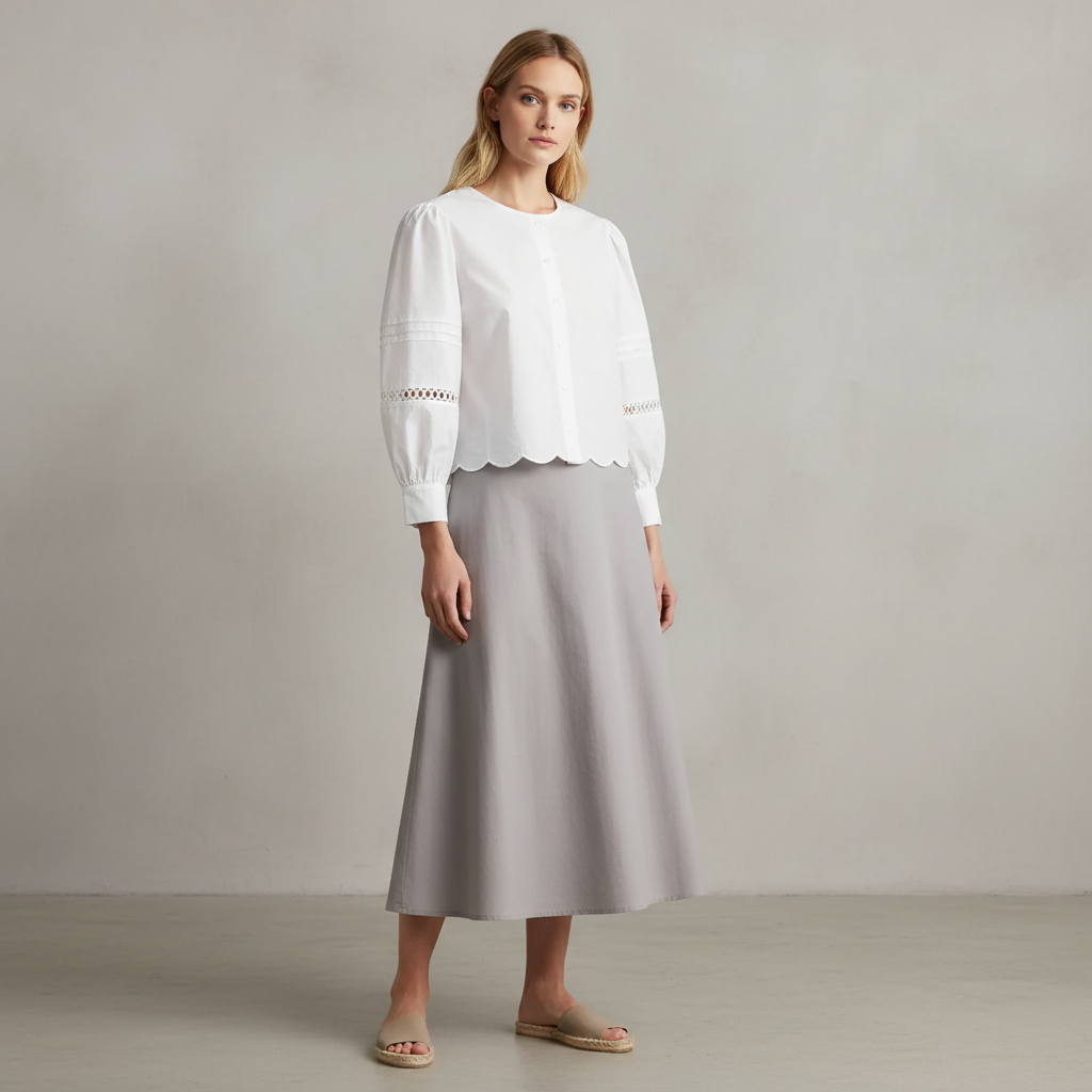 Alissa Broderie Anglaise Cotton Button-Up Shirt