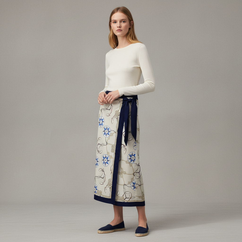 Women's Cream/anchors Lyocell Wrap Skirt