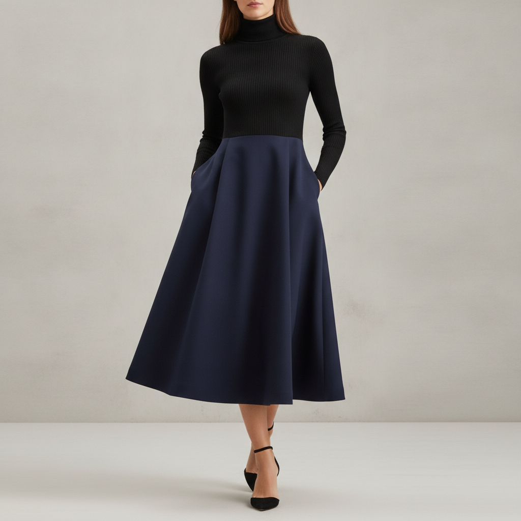 Knit Bodice Wrap Skirt Dress