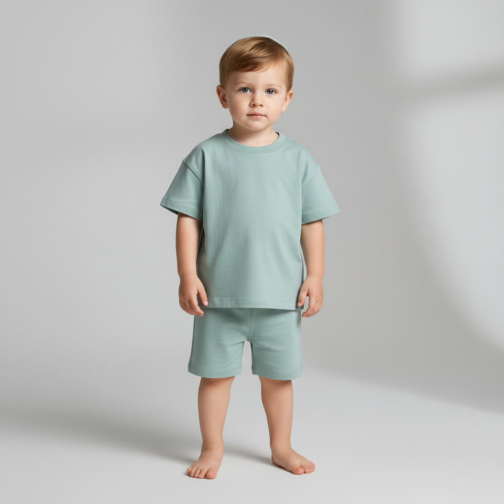 2-Piece T-Shirt and Shorts Set in Soft Cotton Jersey
