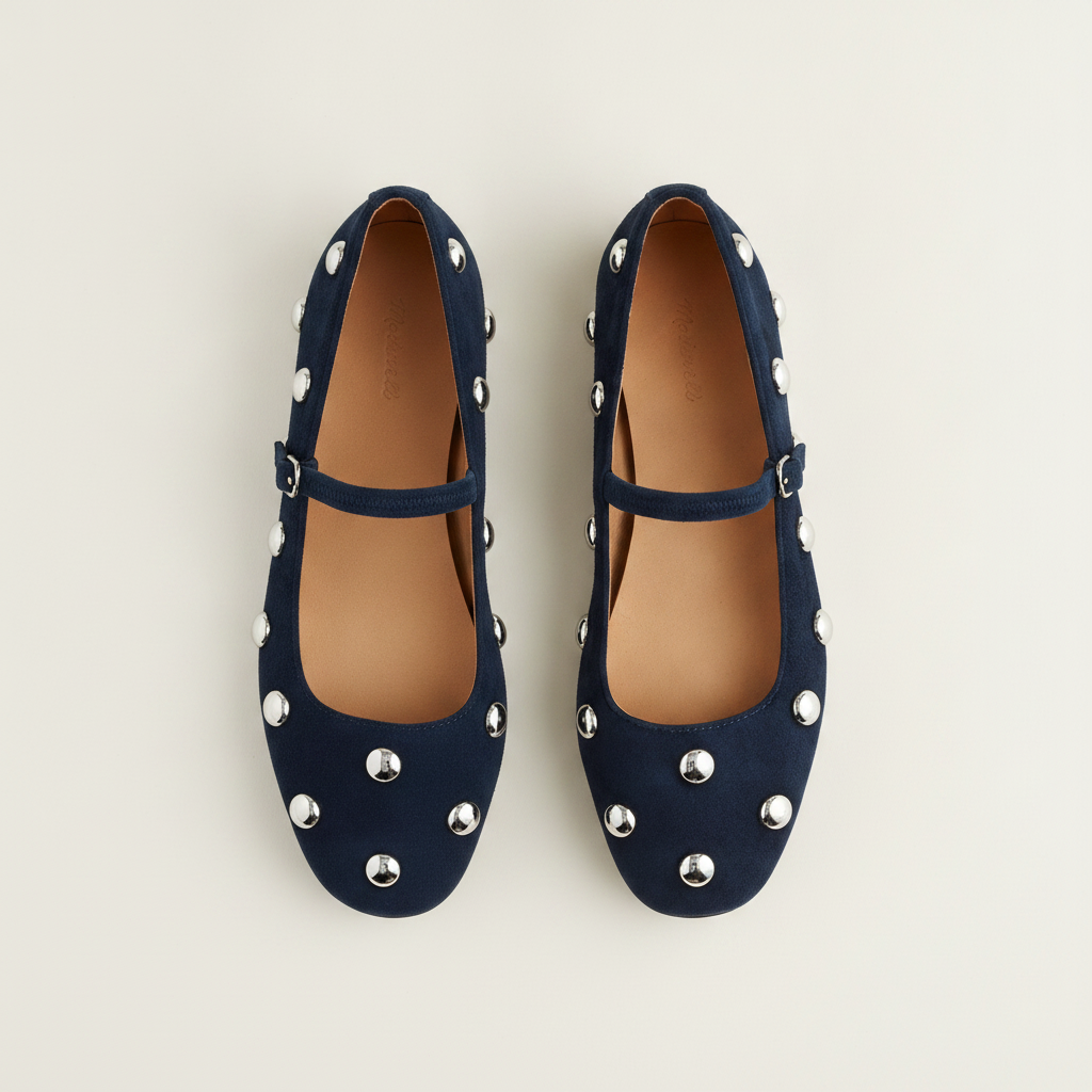 Greta Stud Embellished Mary Jane Flat