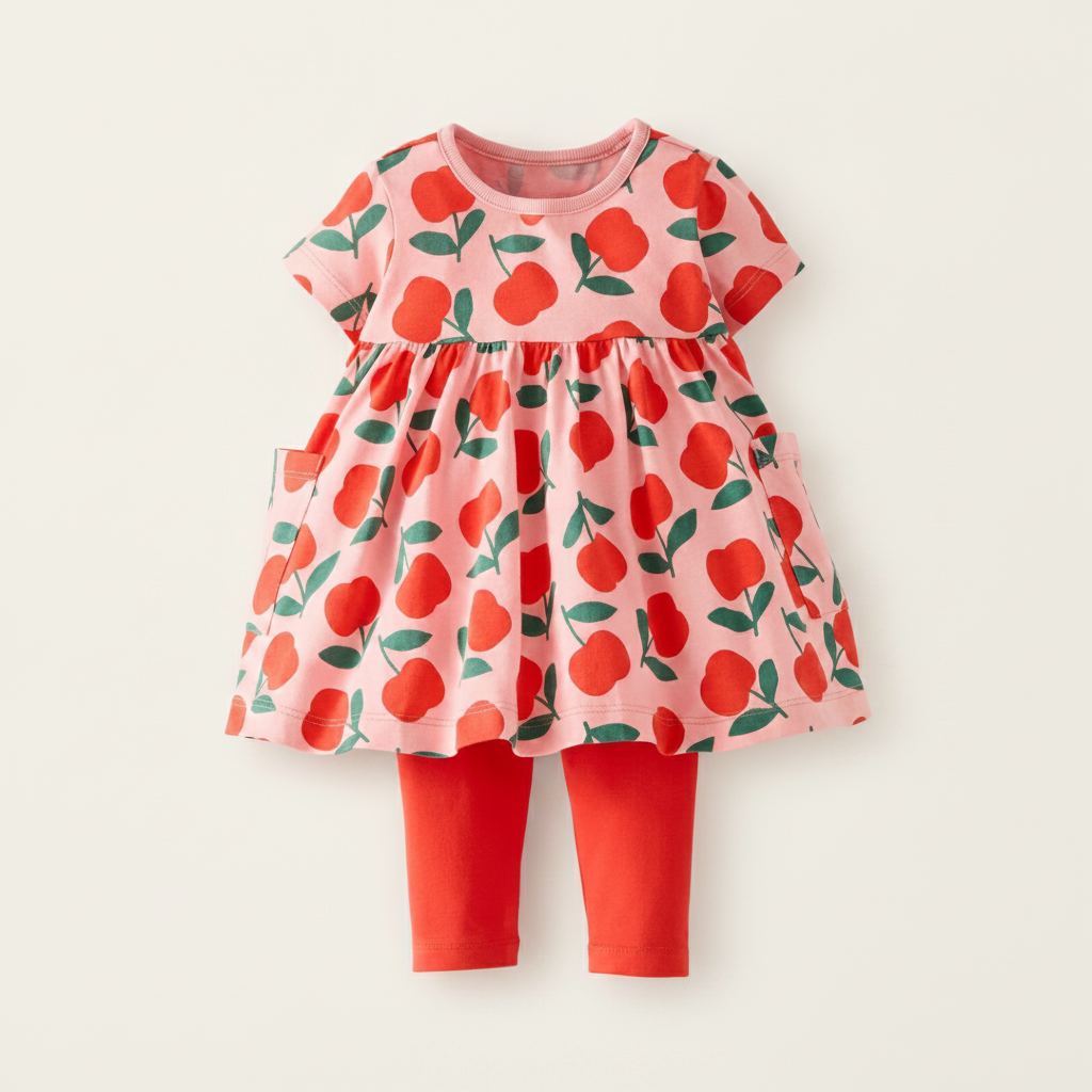 Hanna Andersson Baby Pocket Dress & Leggings Set - Apple Print