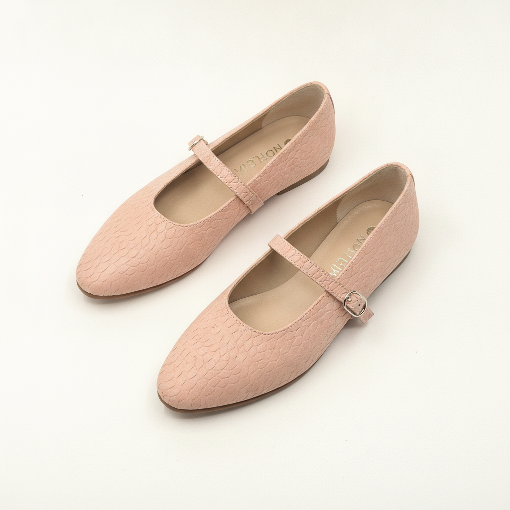 Blublonc Rose Salmon Textured Mary Jane