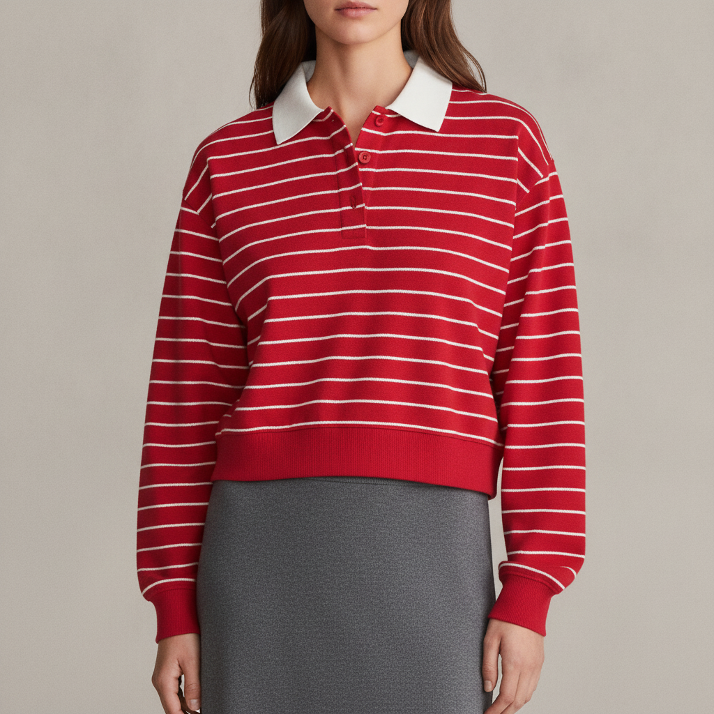 Lou & Grey Striped Terrysoft Polo Top