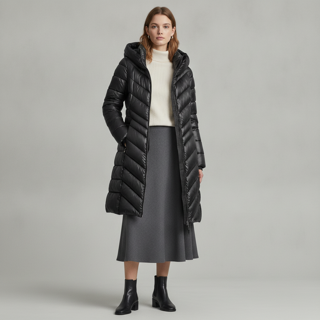 Women's Full-Zip Front Quilted Puffer Coat