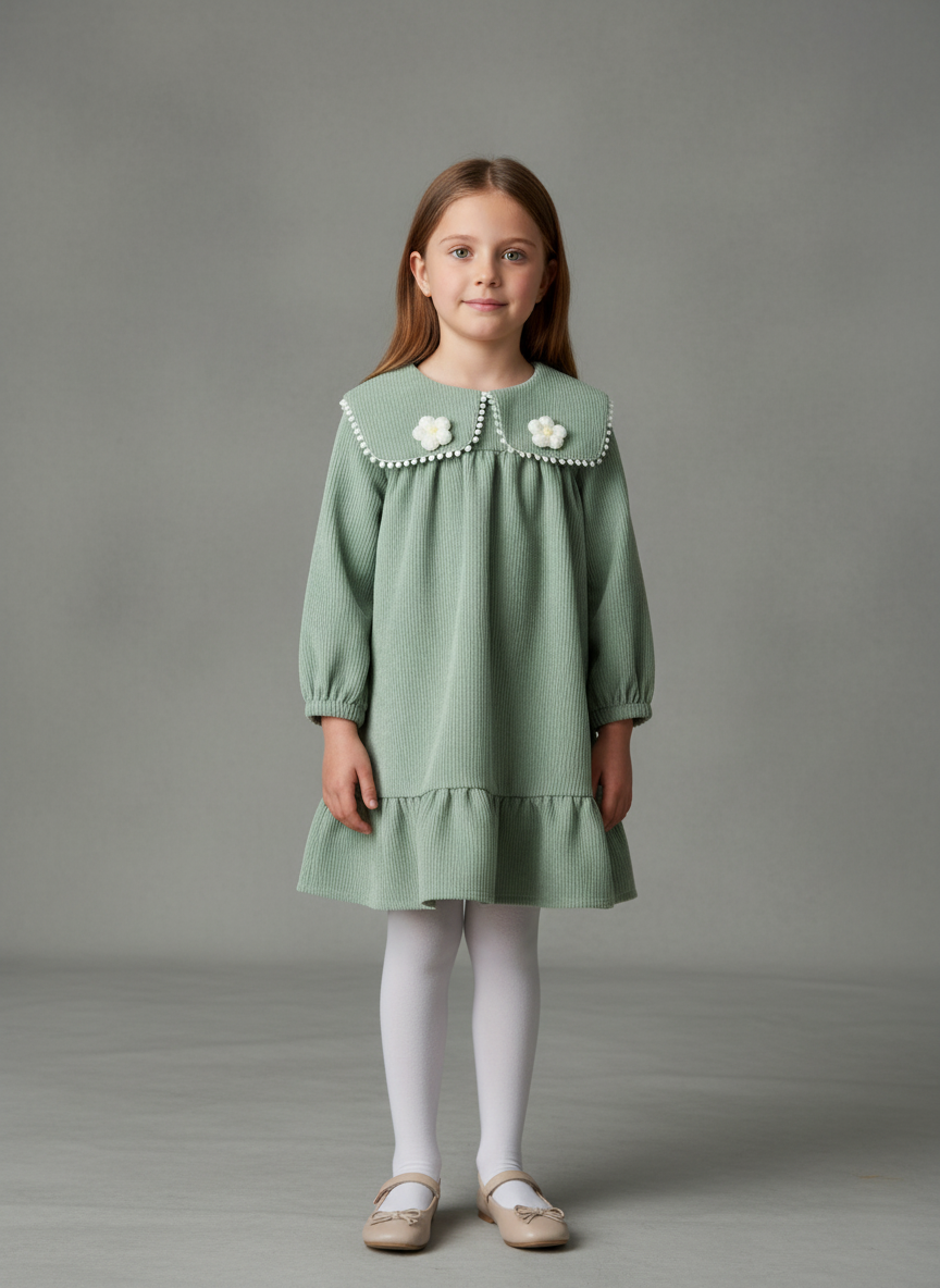 Green Floral Knit Dress