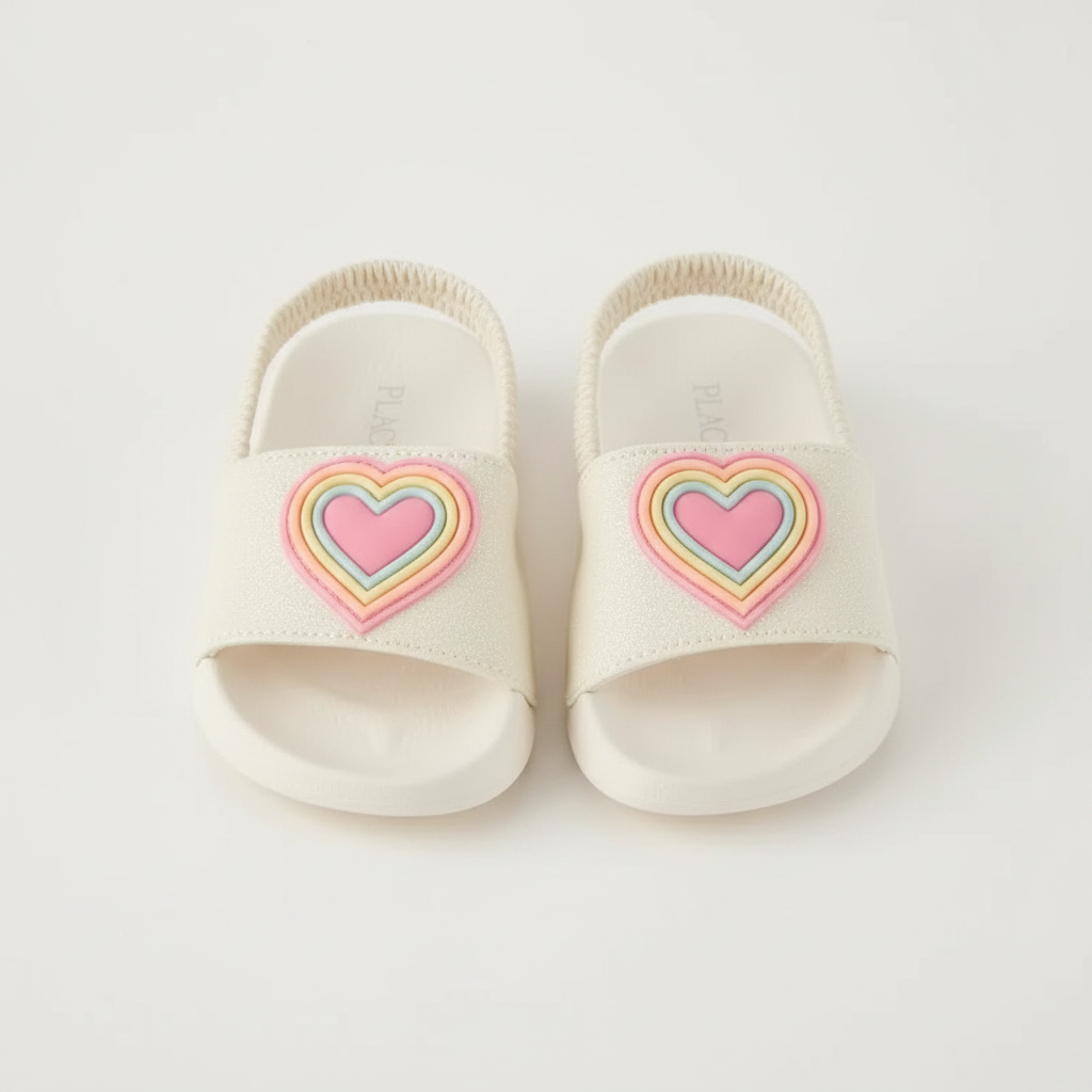 Toddler Girls Rainbow Heart Slides - Multi