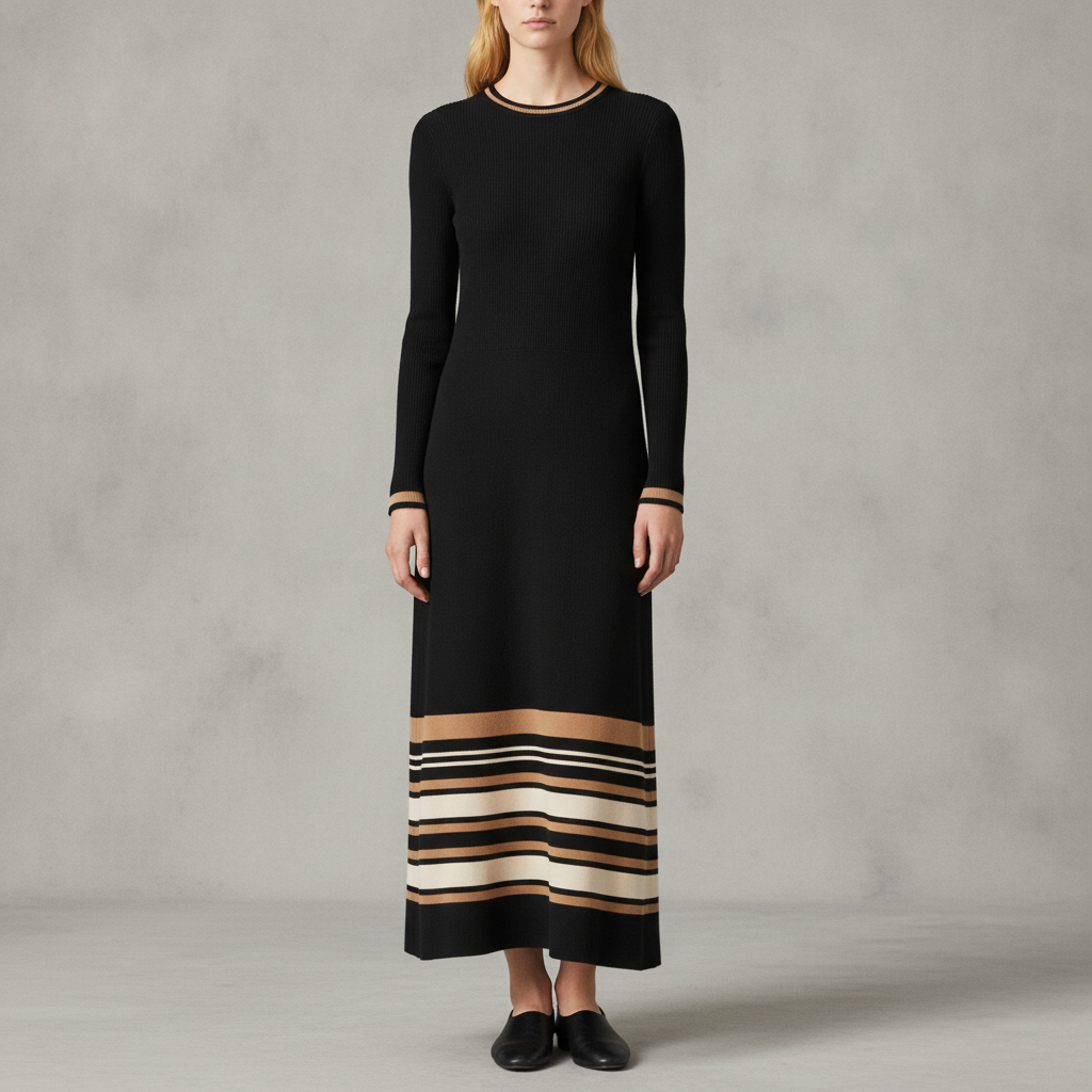 Landon Striped Knit Midi-Dress