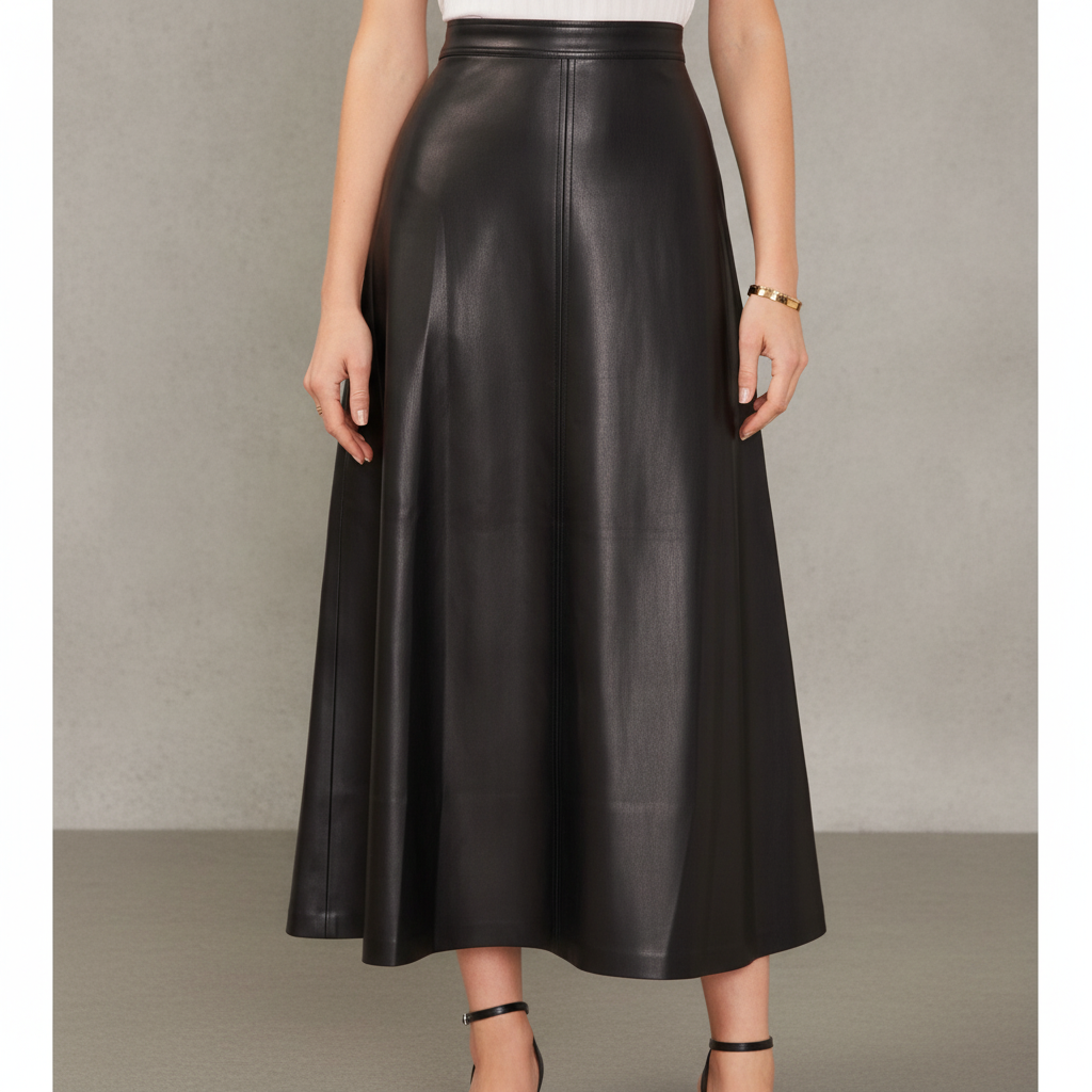 Faux Leather A-Line Skirt